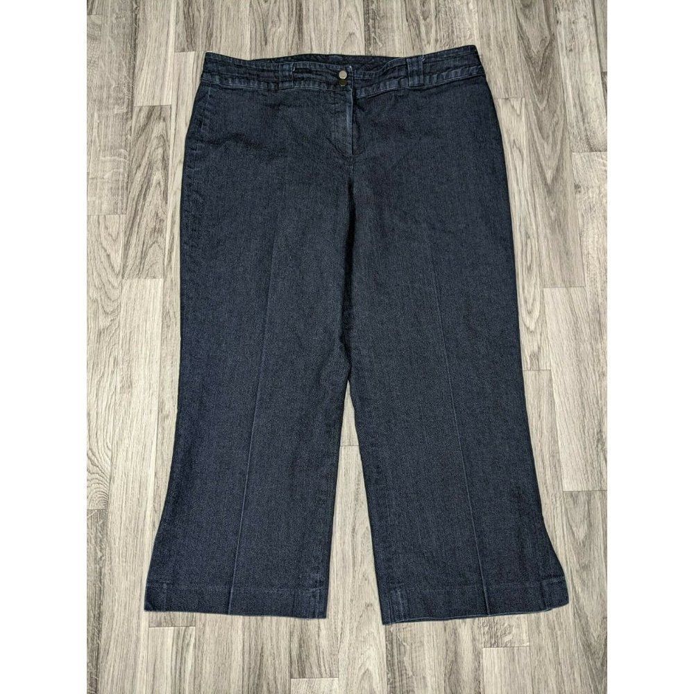 Focus 2000 Womens Navy Blue Dark Wash Stretch Denim Cropped Jeans Size 14